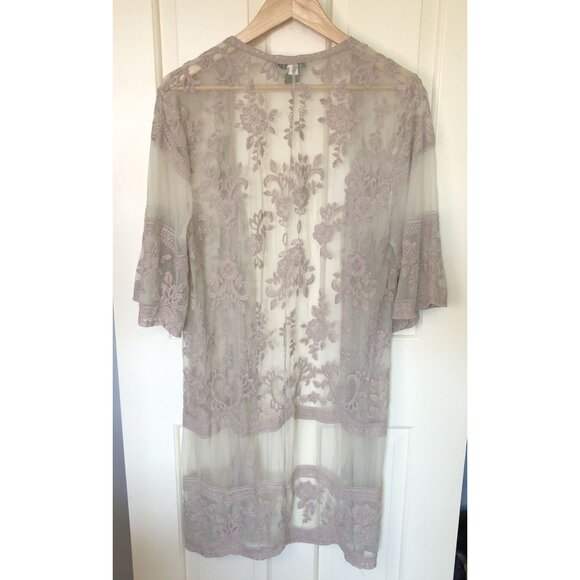 Miss Chievous Embroidered Mesh Kimono Cardigan Womens L/XL Sheer Boho Festival - Picture 2 of 7